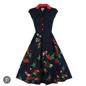 Lindy Bop Bird and Floral print shirt dress.